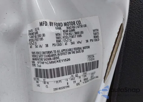 2014 Ford F-150 Xl из США, поврежденный, VIN 1FTMF1CM9EKE11526